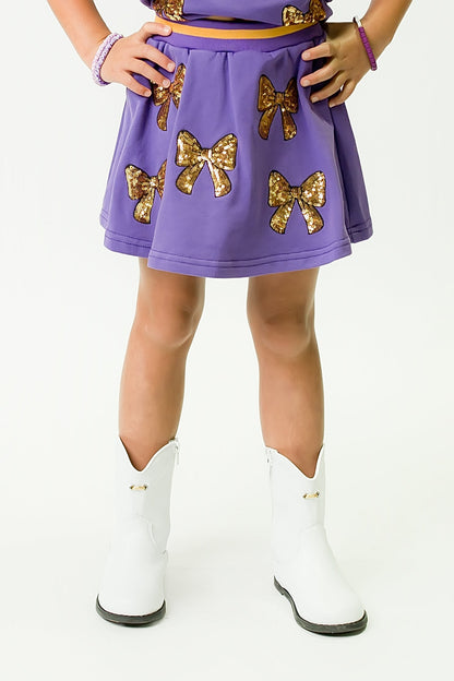 Kids' Bows Skort - Purple & Gold