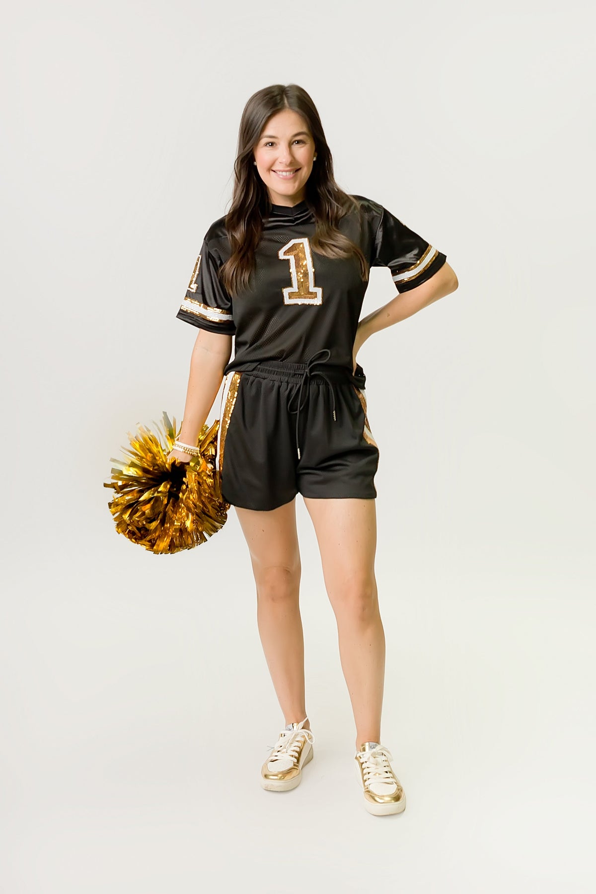 Black and Gold Sequin Shorts