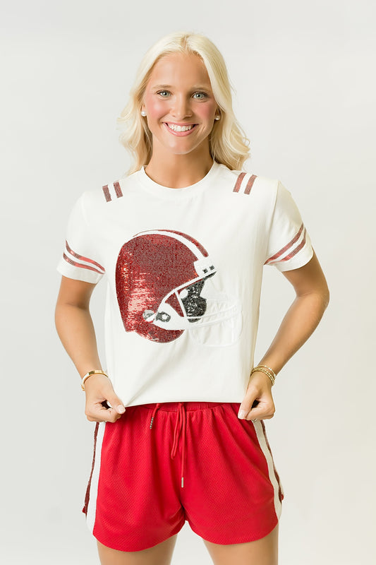 Women's Red & White Helmet Tee