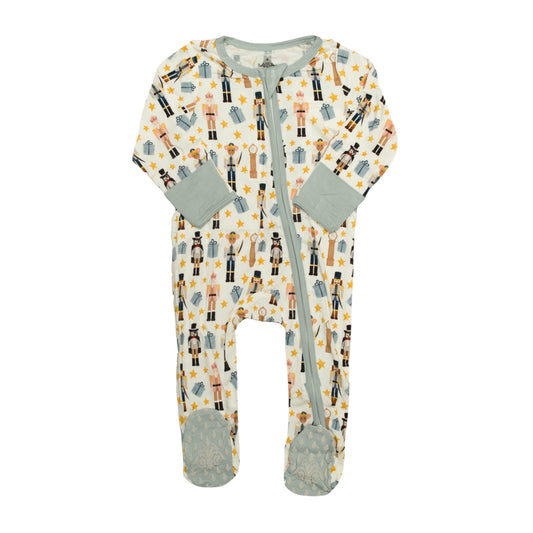 Baby Nutcracker Bamboo Romper - Blue Trim