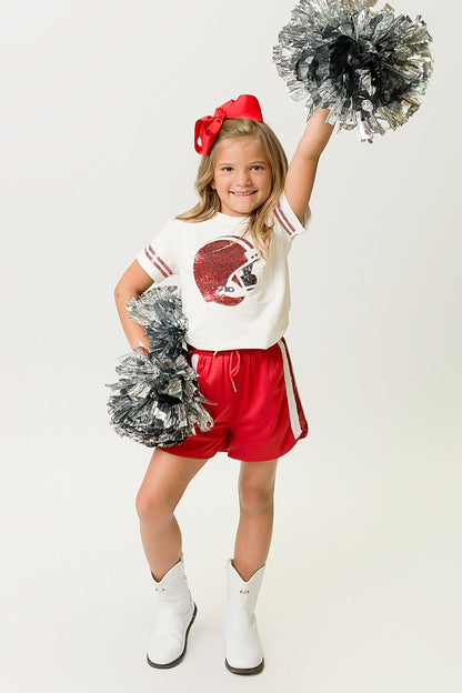 Red and White Sequin Shorts