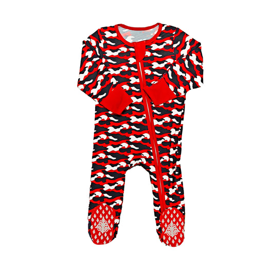 Baby Camo Romper - Red and Black