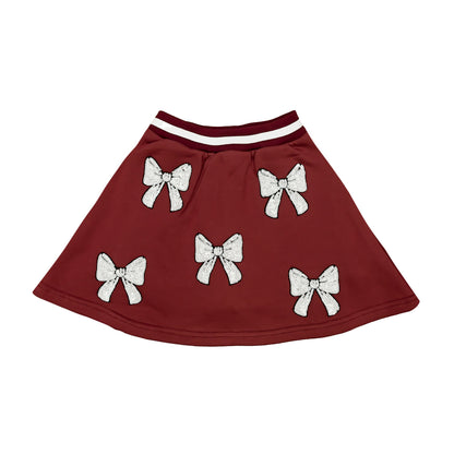 Kids' Bows Skort - Maroon & White