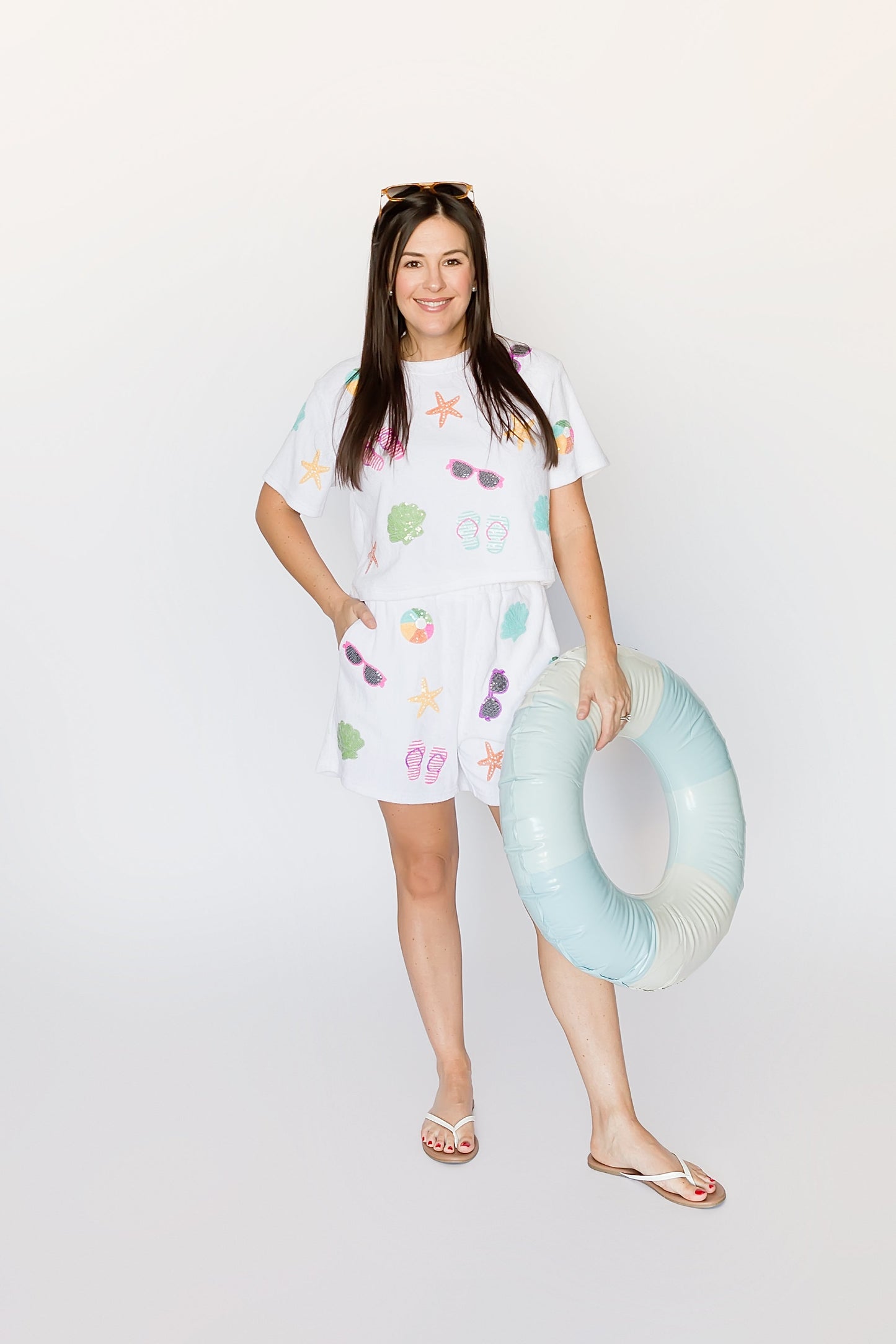 Sequin Terry Cloth Beach Top