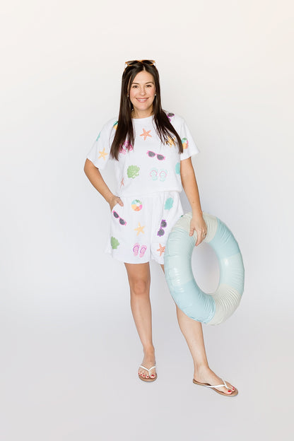 Sequin Terry Cloth Beach Top