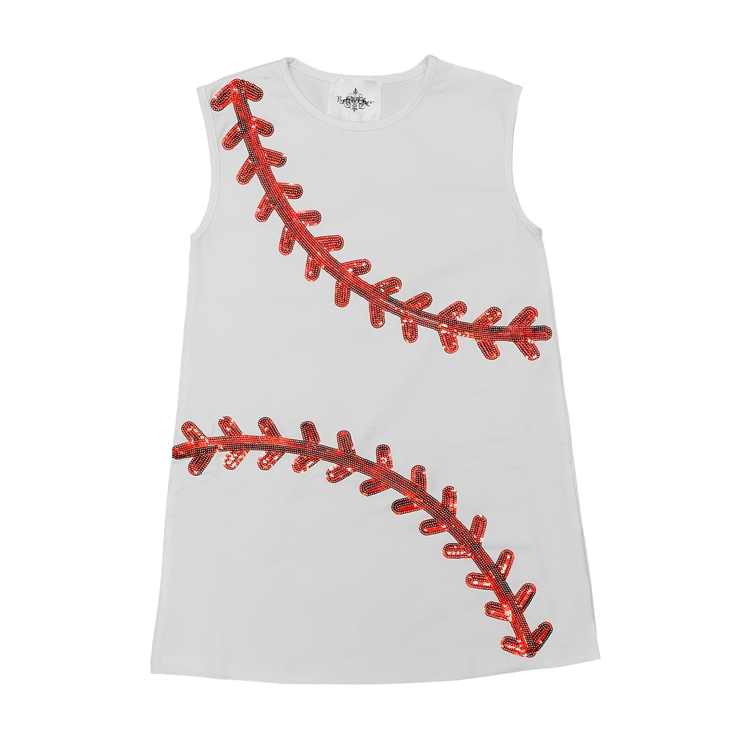 Sequin Baseball Game Day White Dress