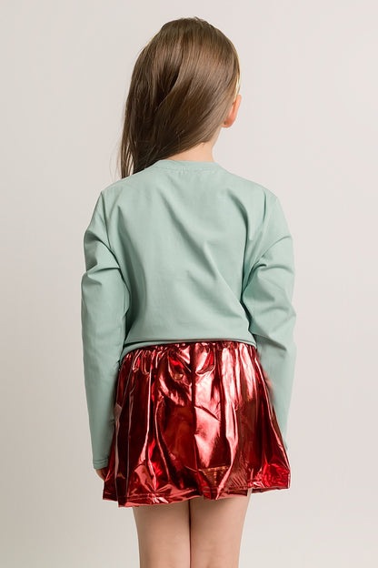 Kids' Metallic Skort - Maroon