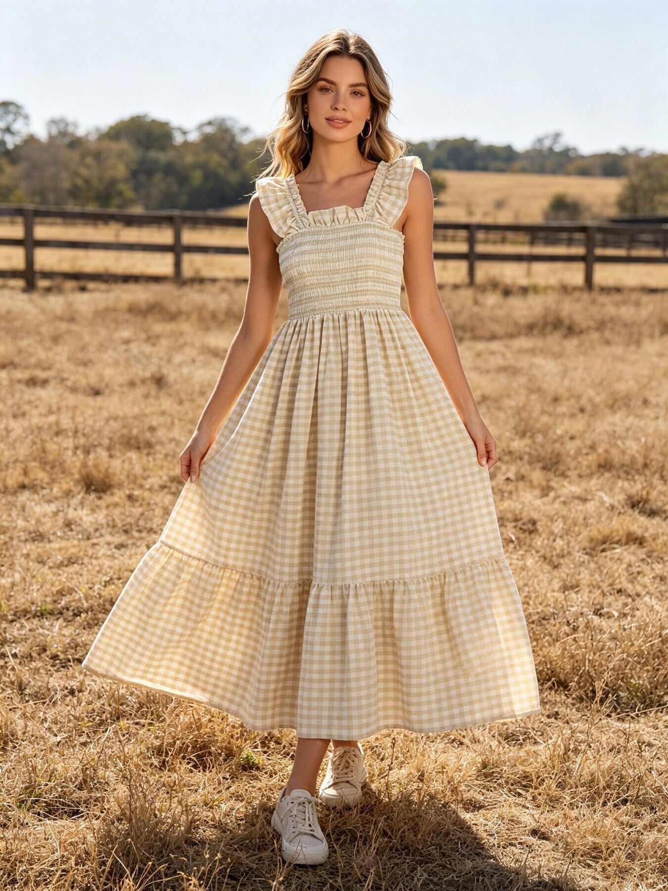 Mommy & Me Adult Plaid Smocked Dress S