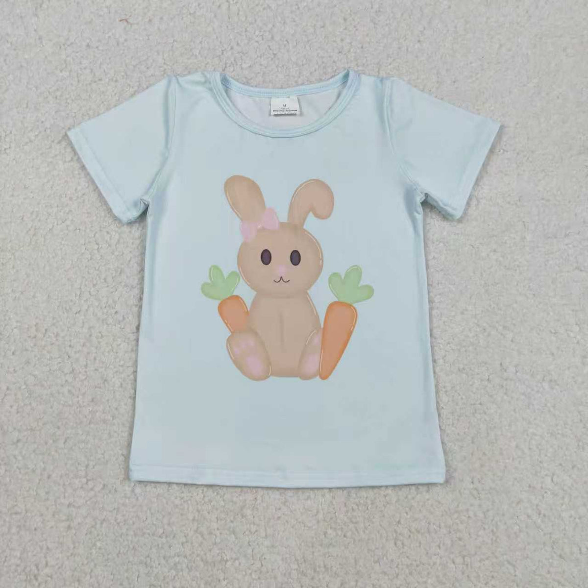 Sibling Baby Girls Short Sleeve Flowers Cross Rabbits Eggs Easter T-shirts Tops