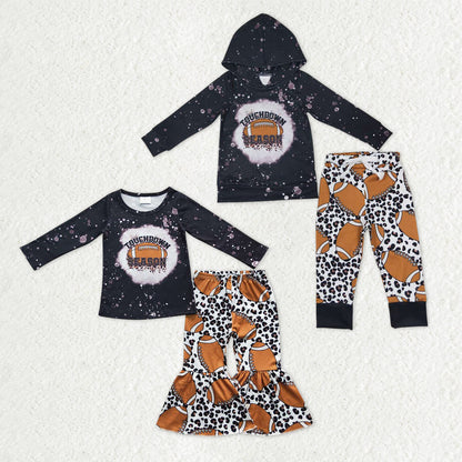 Sibling Baby Boys Girls Touch Down Season Footballs Top Pants Team Clothes Sets