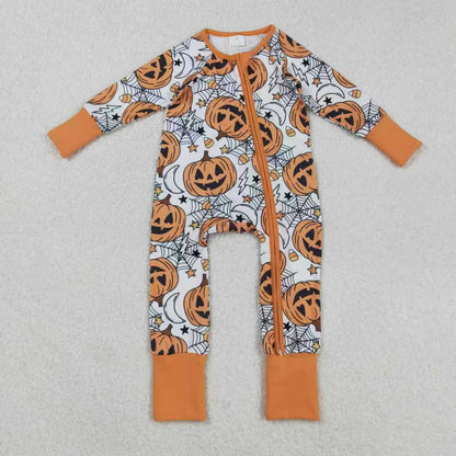 Sibling Baby Boys Girls Ghost Pumpkins Halloween Pajamas Sets Rompers Knee Length Dresses