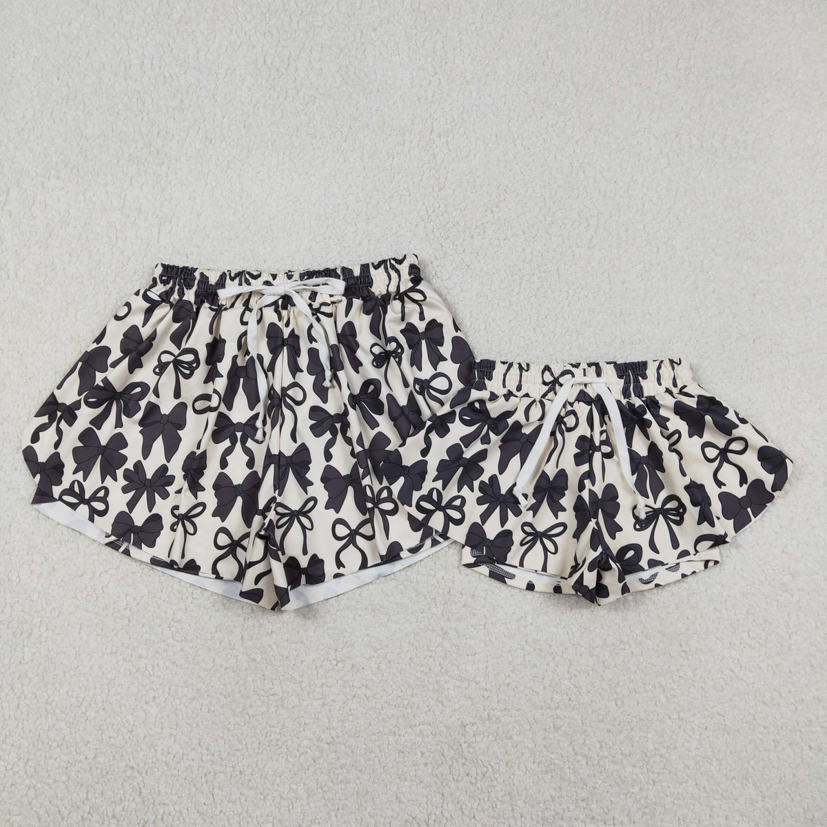 Mama and Me Girls Black Bows Yoga Active Ruffle Shorts Bottom