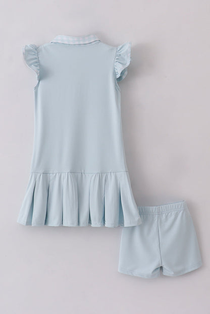 Blue active ruffle dress set