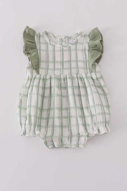 Premium sage ruffle plaid bubble