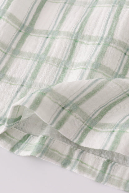 Premium sage ruffle plaid dress