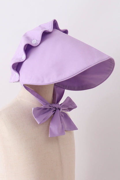 Purple ruffle bow bonnet