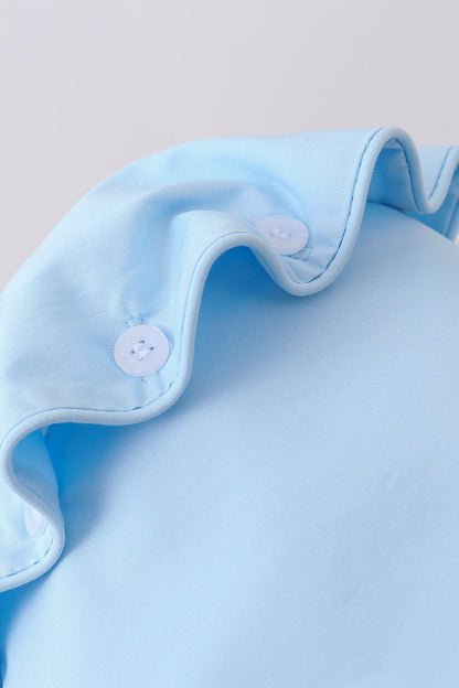 Blue ruffle bow bonnet
