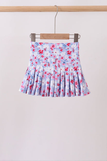 Blue floral print skorts