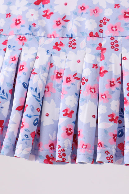 Blue floral print skorts