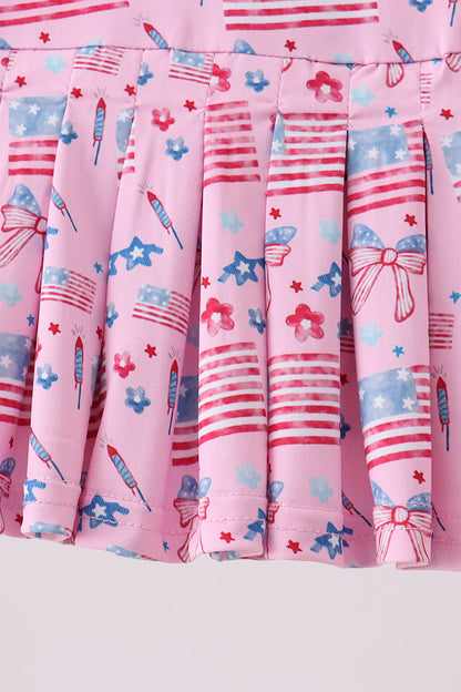 Pink flag star print skorts