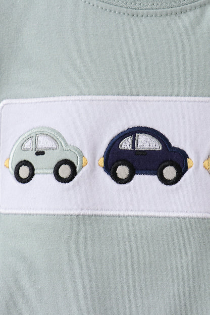 Green vehicle embroidery top