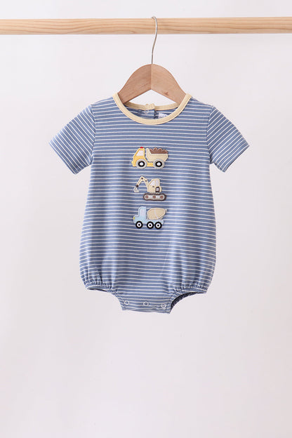 Blue stripe truck embroidery bubble