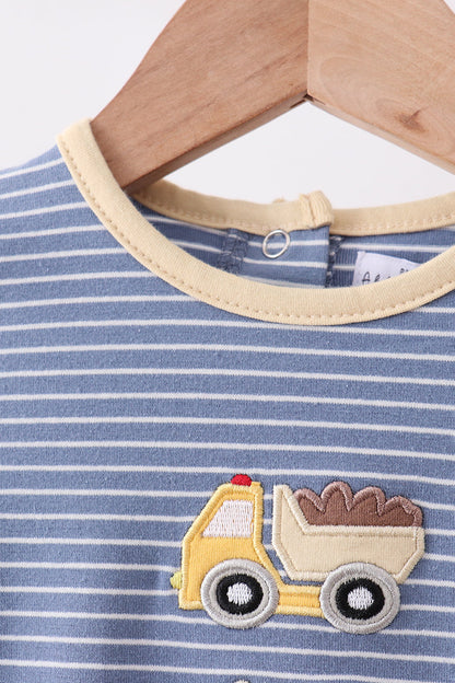 Blue stripe truck embroidery bubble