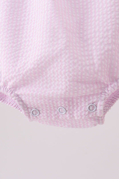 Pink stripe seersucker bow bubble