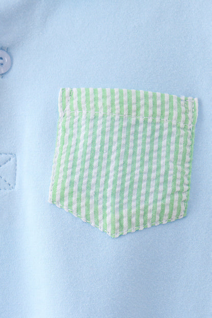 Blue pocket button down shirt