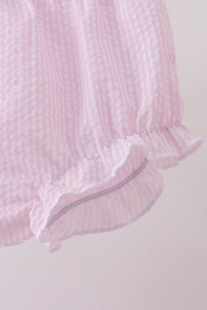 Pink lemon ruffle gingham bloomer set