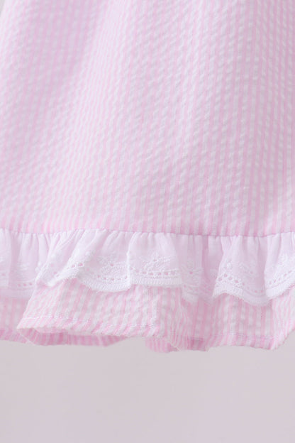 Pink lemon ruffle gingham bloomer set