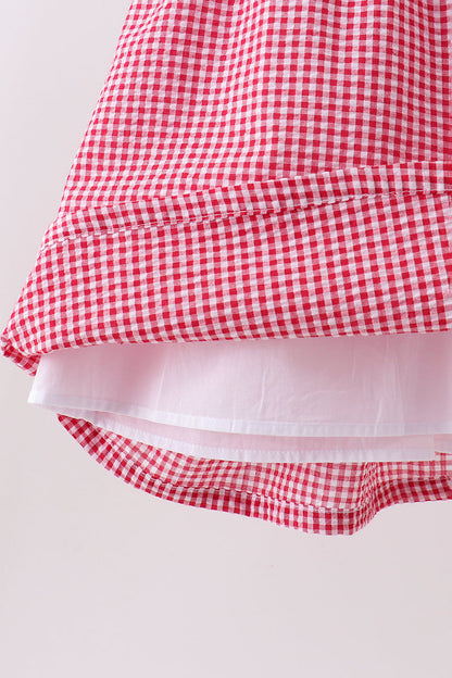 Red watermelon ruffle gingham dress