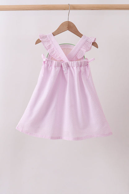 Pink lemon ruffle gingham dress