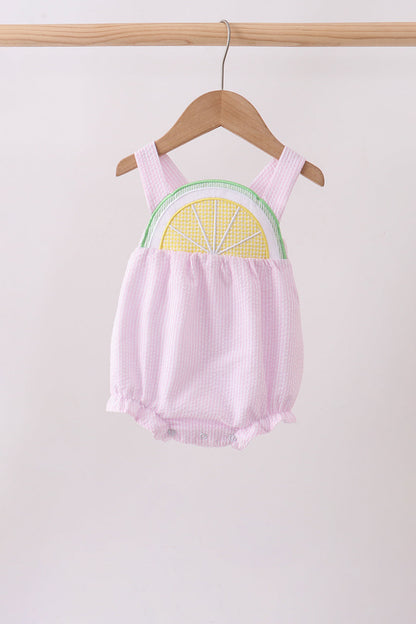 Pink lemon ruffle gingham bubble