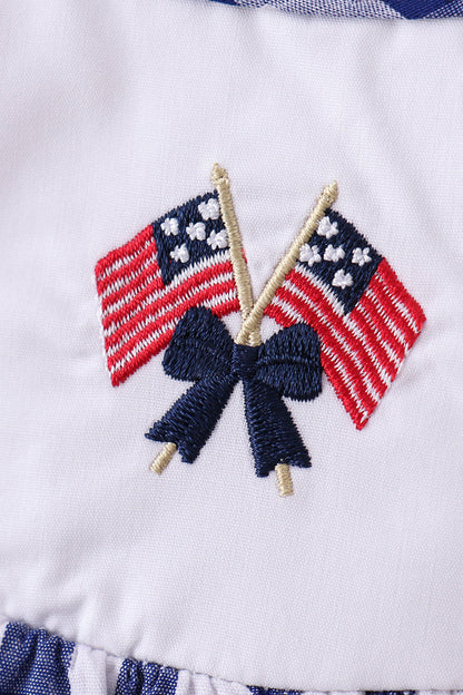 Black flag fireworks embroidery gingham dress