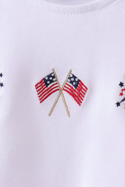 White flag fireworks embroidery bubble