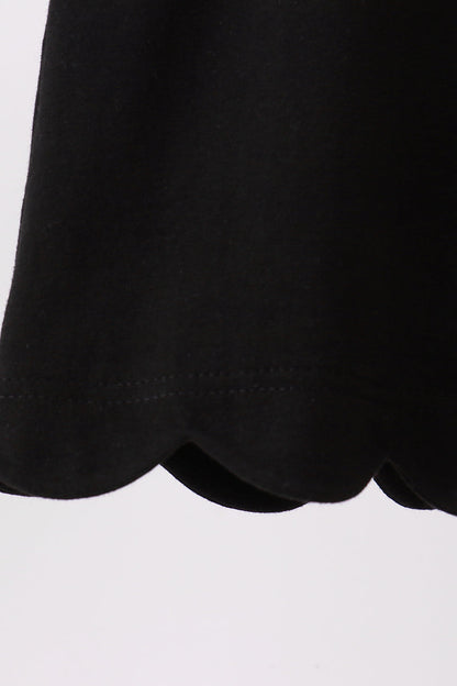 Black flutter sleeve scalloped top