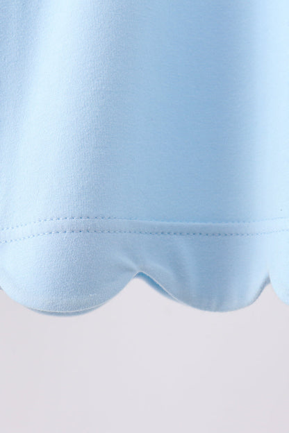 Mint flutter sleeve scalloped top