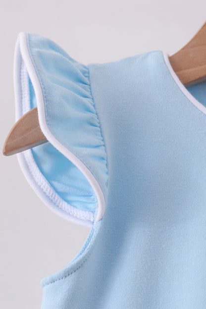 Mint flutter sleeve scalloped top