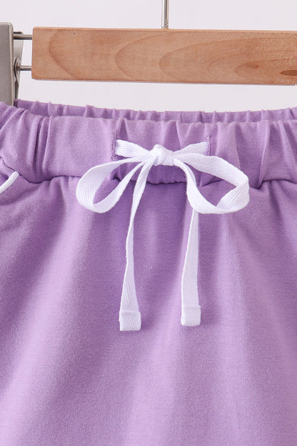 Dark purple scallop hem bow skort
