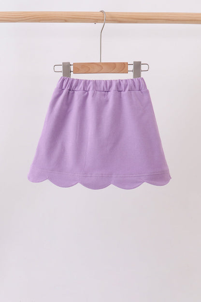 Dark purple scallop hem bow skort