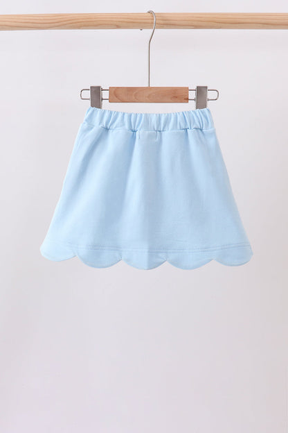 Mint scallop hem bow skort