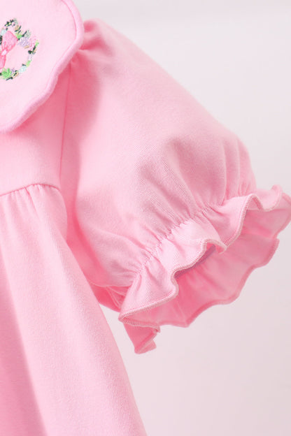 Pink Floral Embroidery Dress