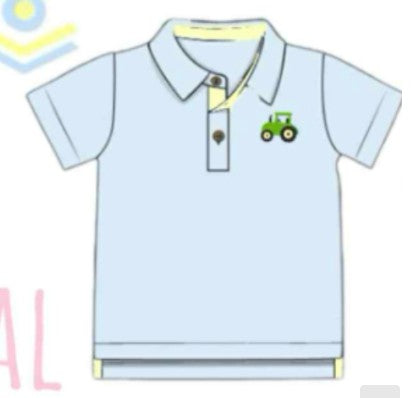 Blue Tractor Embroidered Polo