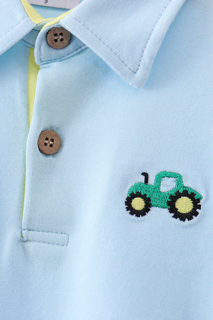 Blue Tractor Embroidered Polo