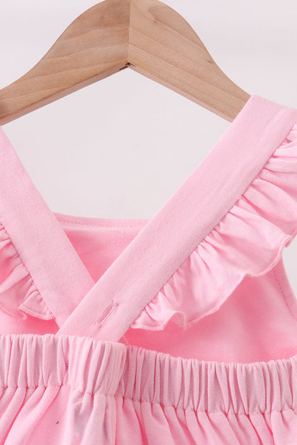 Pink football applique everyone has fun dress