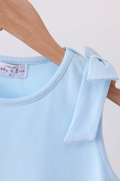 Blue Scalloped Bow Dress