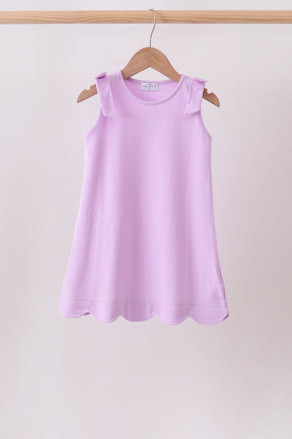 Purple Scalloped Bow Dress