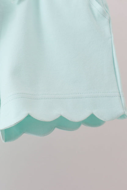 Mint Scalloped Shorts Set
