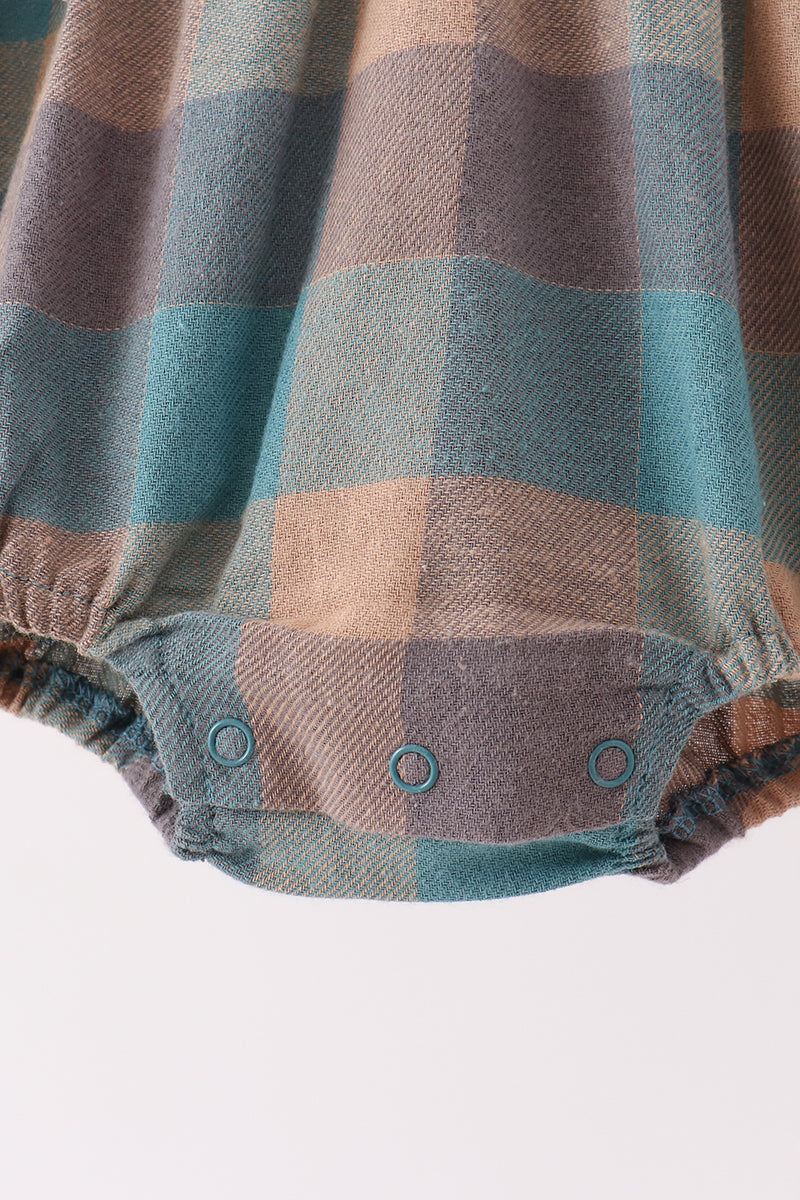 Teal Plaid Ruffle Bubble